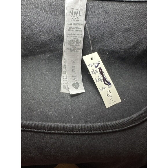 MADEWELL Knit Long-Sleeve Biker Shorts Long‎ Sleeve Black Unitard XXS NWT - Picture 7 of 10